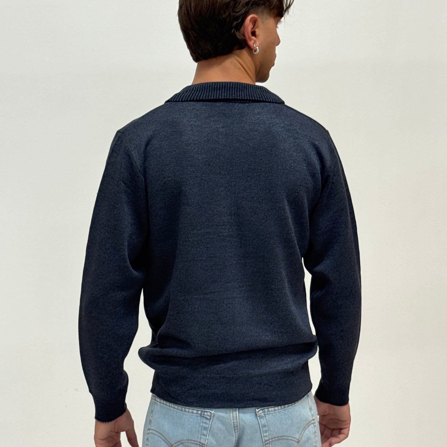 Polo mezza zip blu GILMOUR