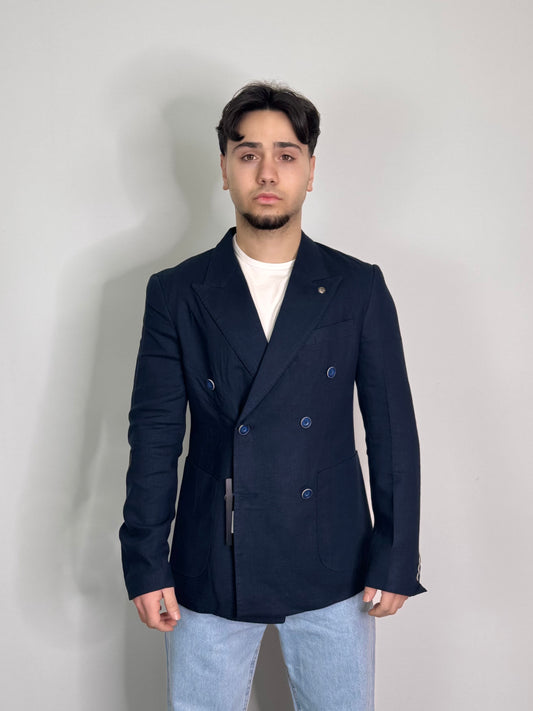 Giacca doppiopetto elegante misto lino