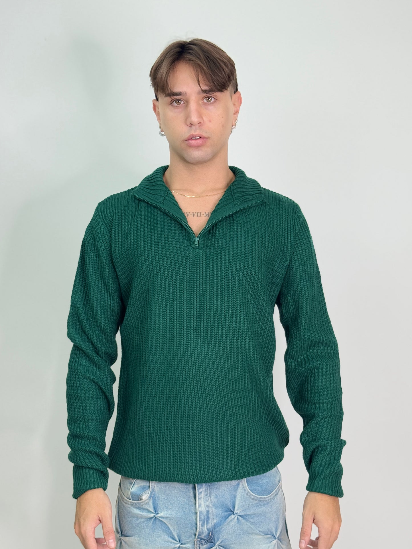 Maglione mezza zip verde MESSI