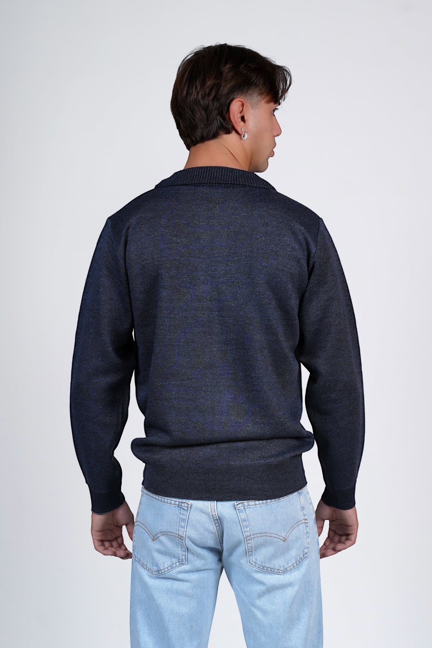 Polo mezza zip blu GILMOUR