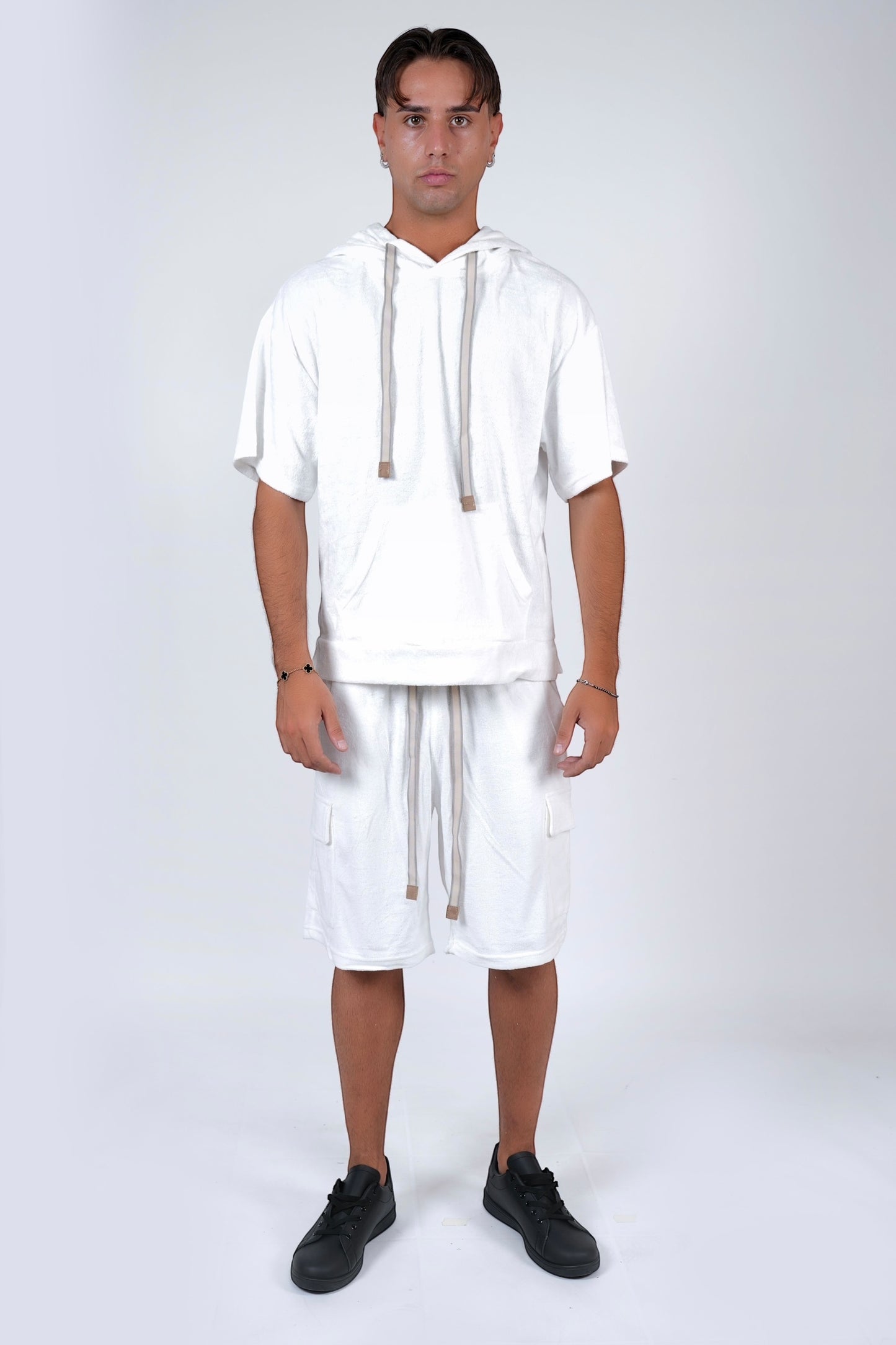 Coordinato oversize corto tasconi Bianco NGIOLETTO