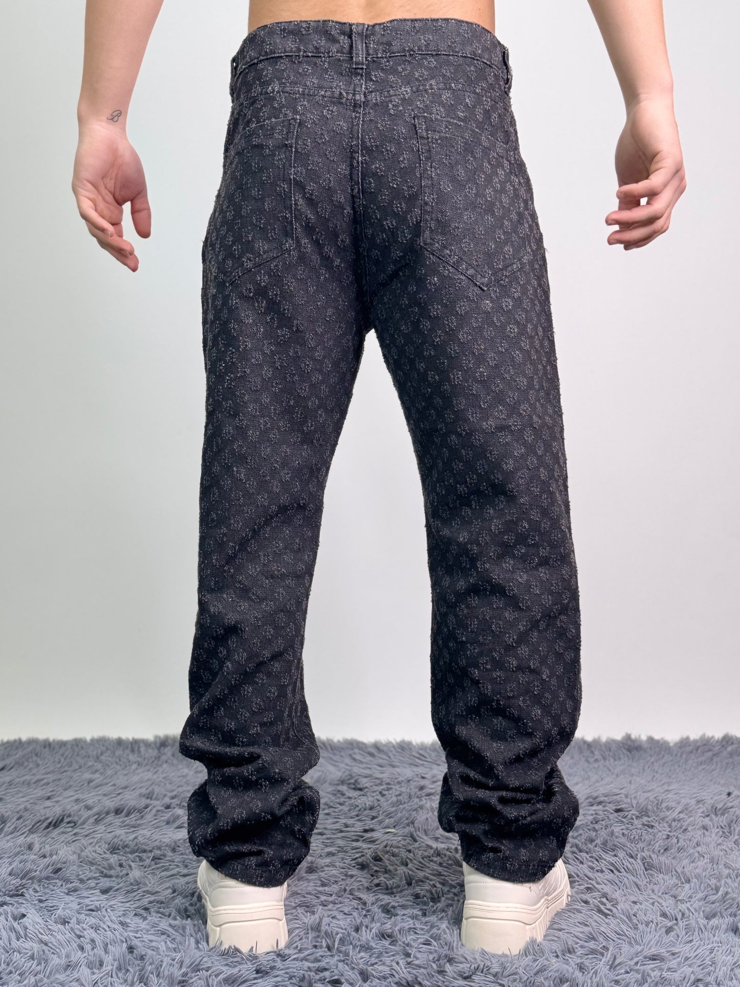 Jeans baggy fit in cotone sfrangiato