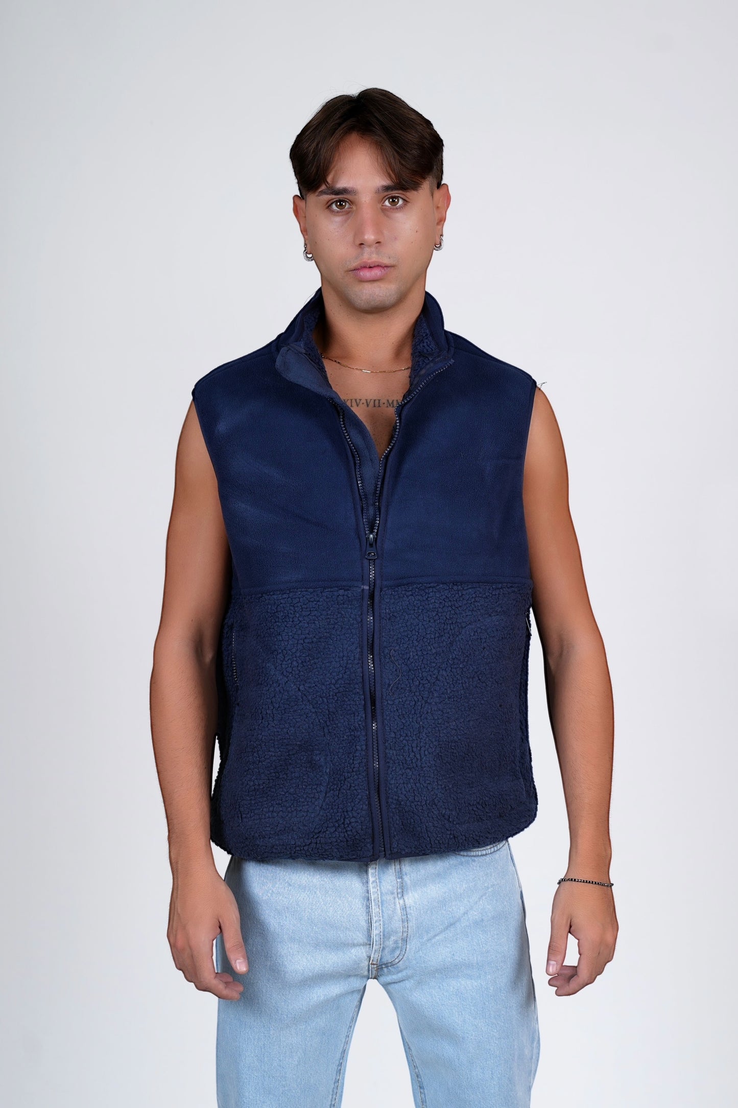 Smanicato in pile blu MAZZOCCHI