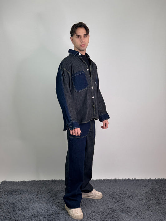 Completo jeans oversize cotone