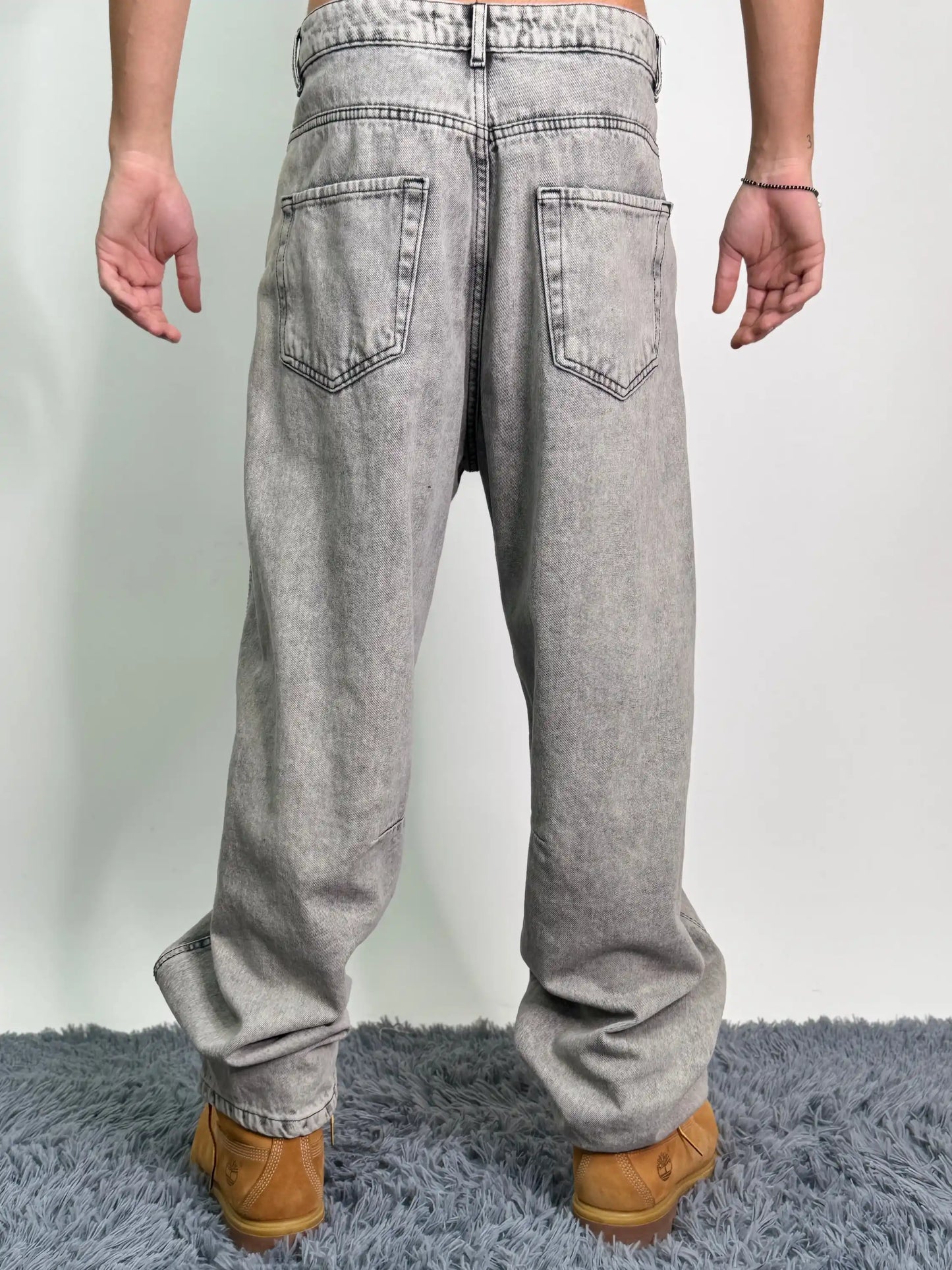 Jeans italiano old cotone baggy oversize grigio