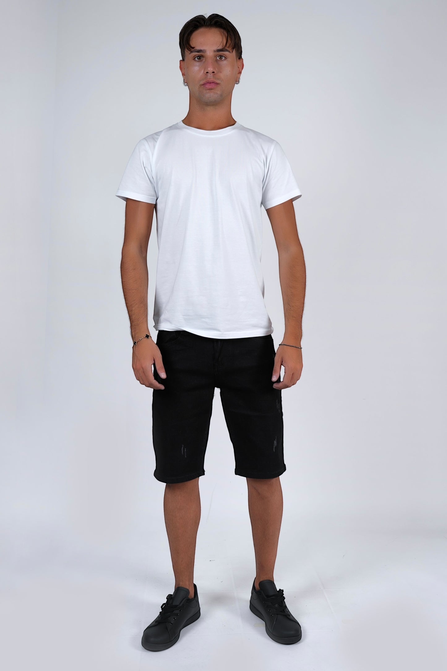 Bermuda jeans nero MICROROTTURE