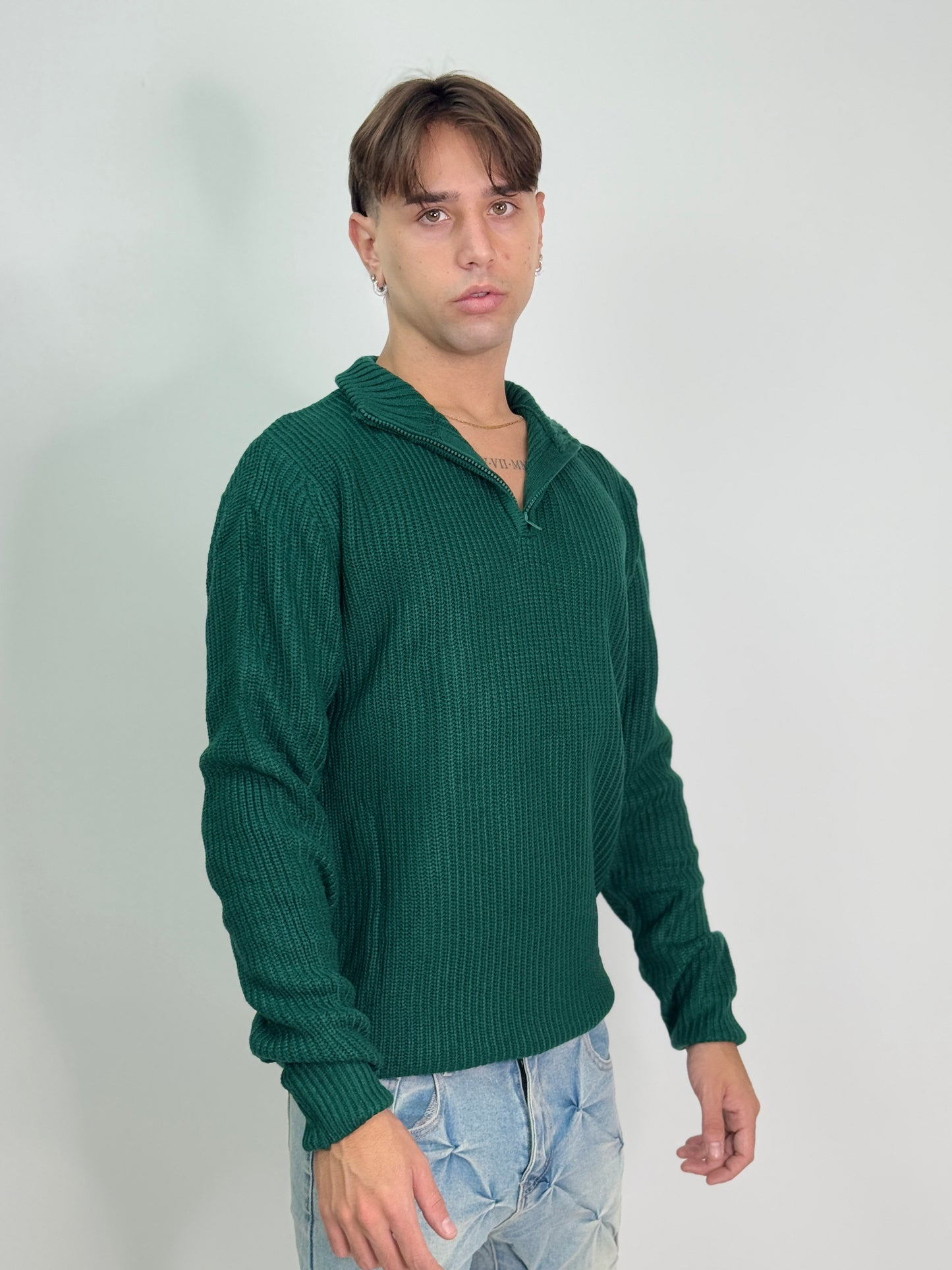 Maglione mezza zip verde MESSI