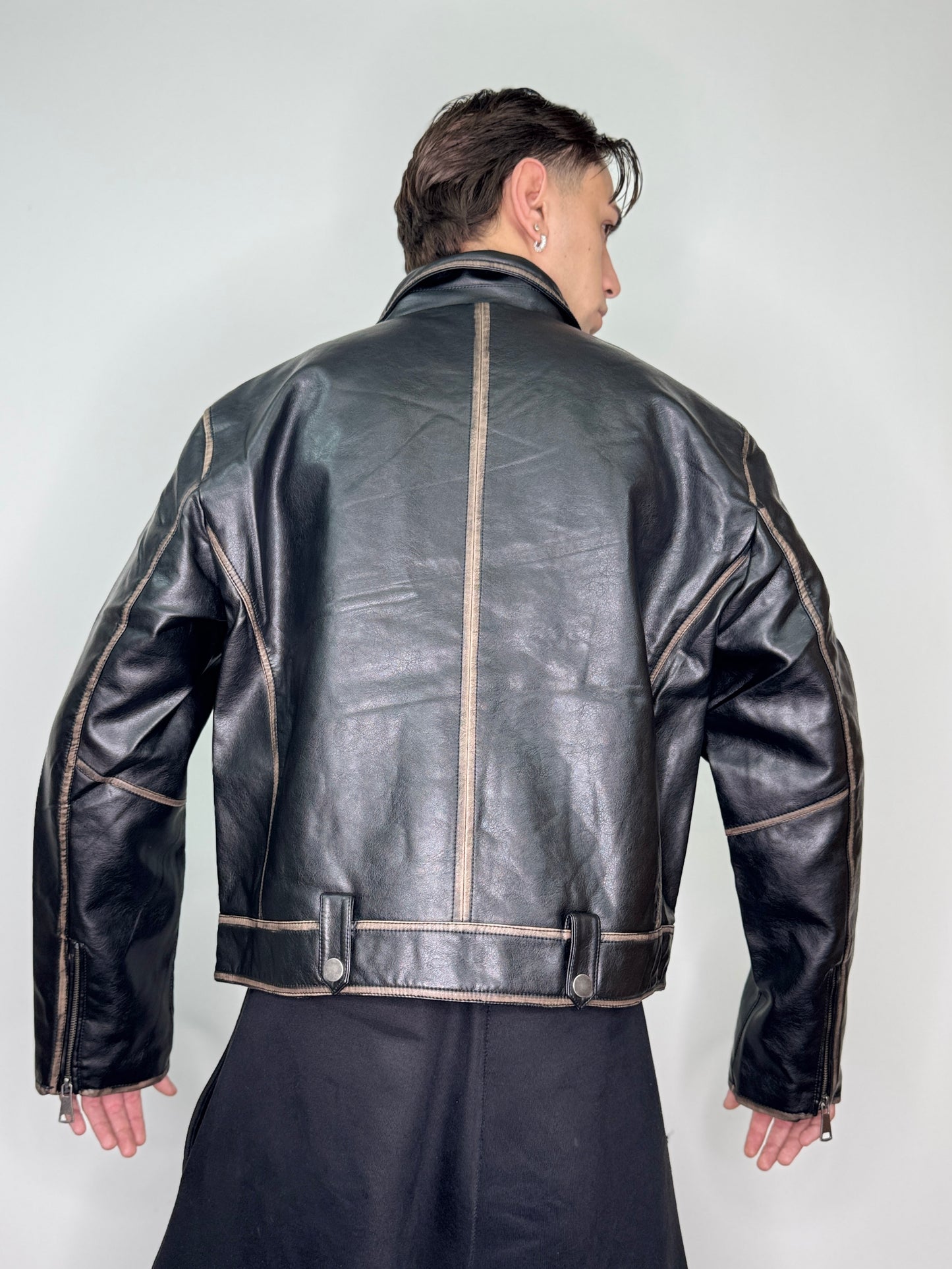 Chiodo ecopelle old baggy nero