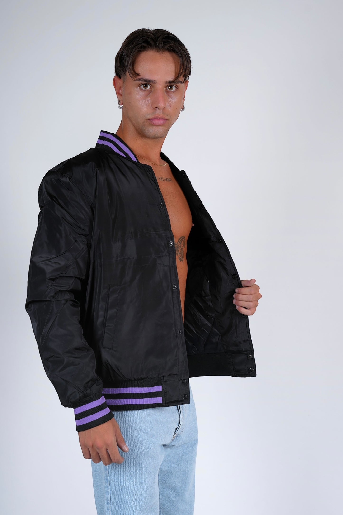 College imbottito nero/viola B#LLS
