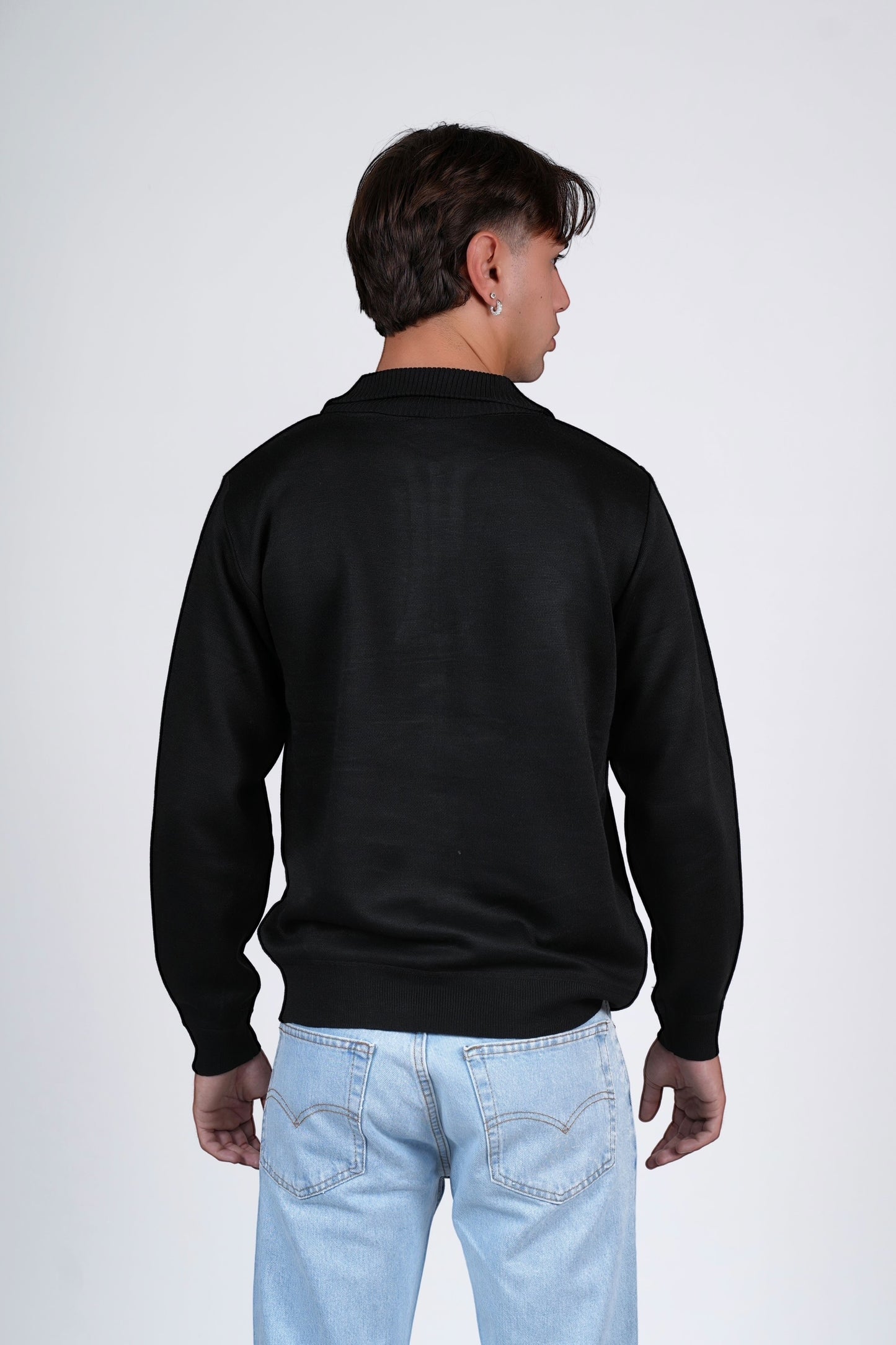 Polo mezza zip nera GILMOUR