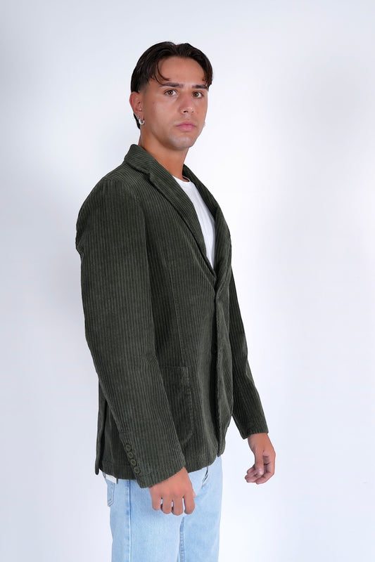 Giacca velluto italiano monopetto verde