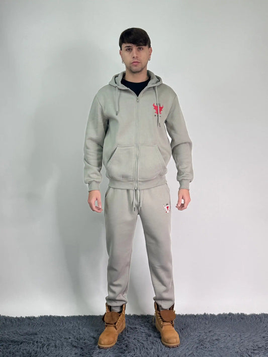 Tuta cotone felpata zip sportiva