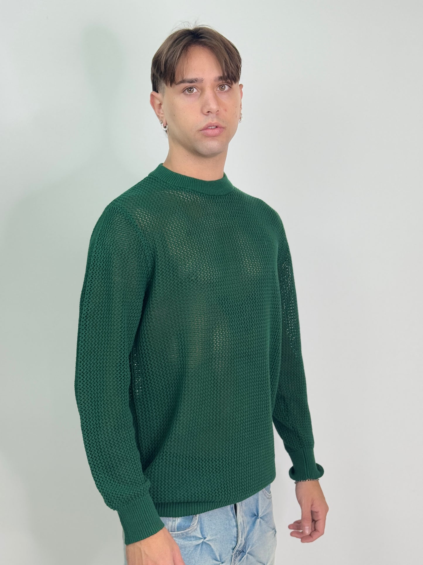 Maglione traforato verde XAVI