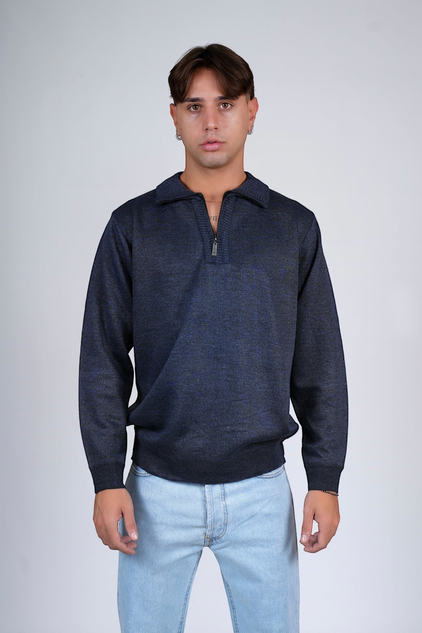 Polo mezza zip blu GILMOUR