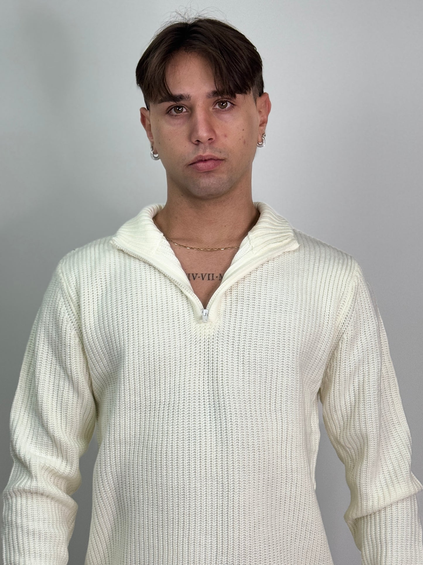 Maglione mezza zip bianco MESSI
