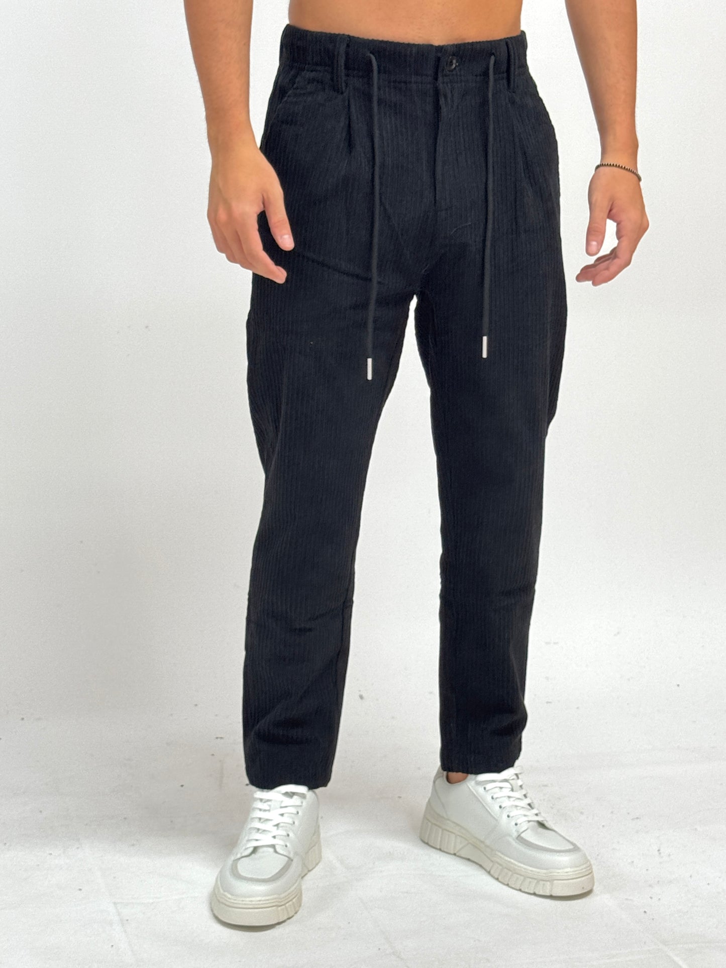 Pantalone velluto nero SIMEONE