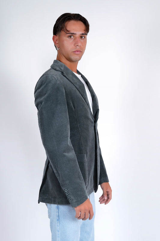 Giacca velluto italiano caldo ottanio