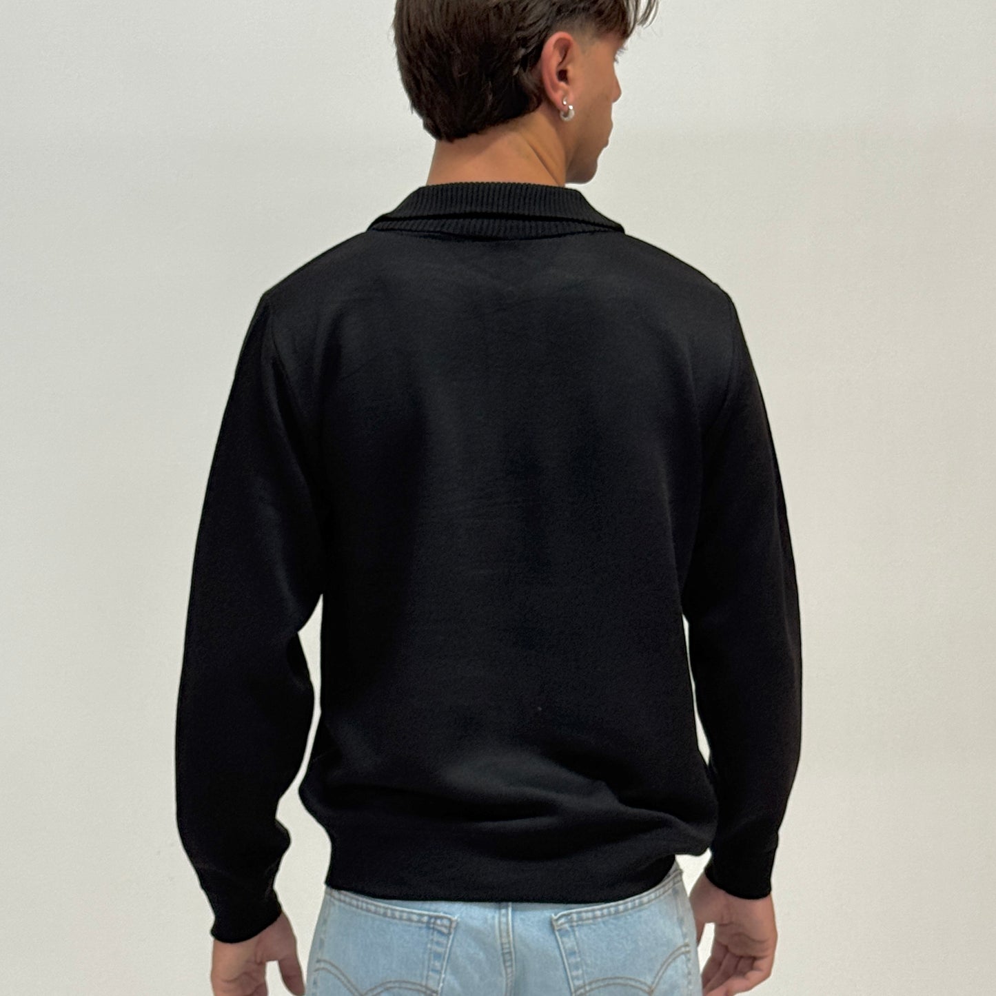 Polo mezza zip nera GILMOUR