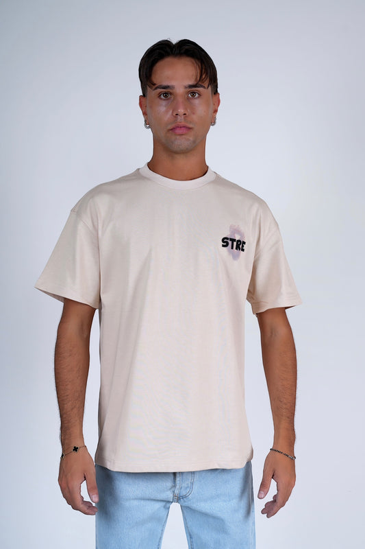 T-shirt cotone stampata e ricamata oversize