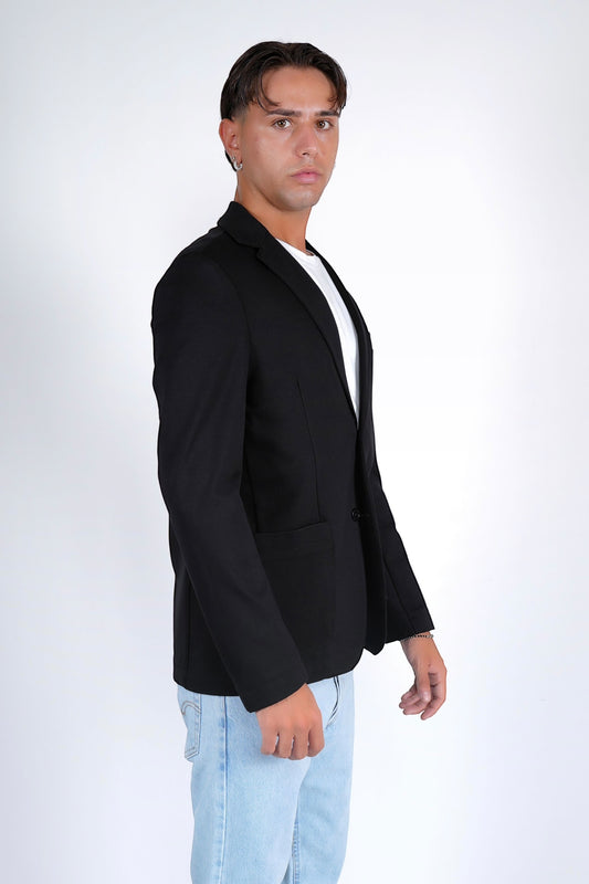 Giacca monopetto cotone italiano nero