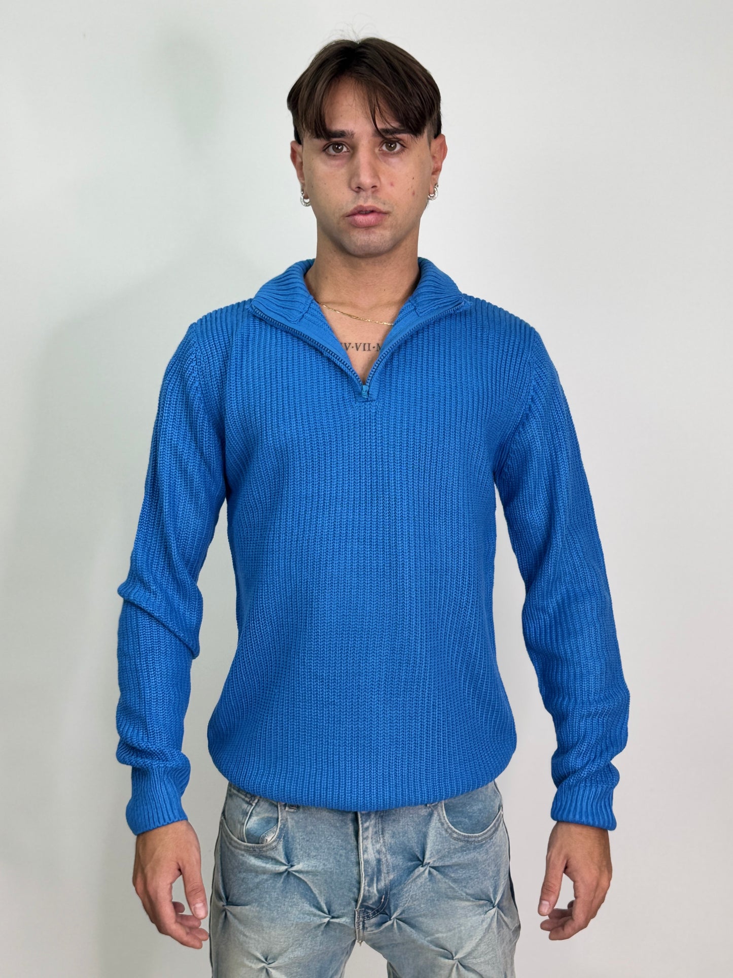 Maglione mezza zip blu MESSI