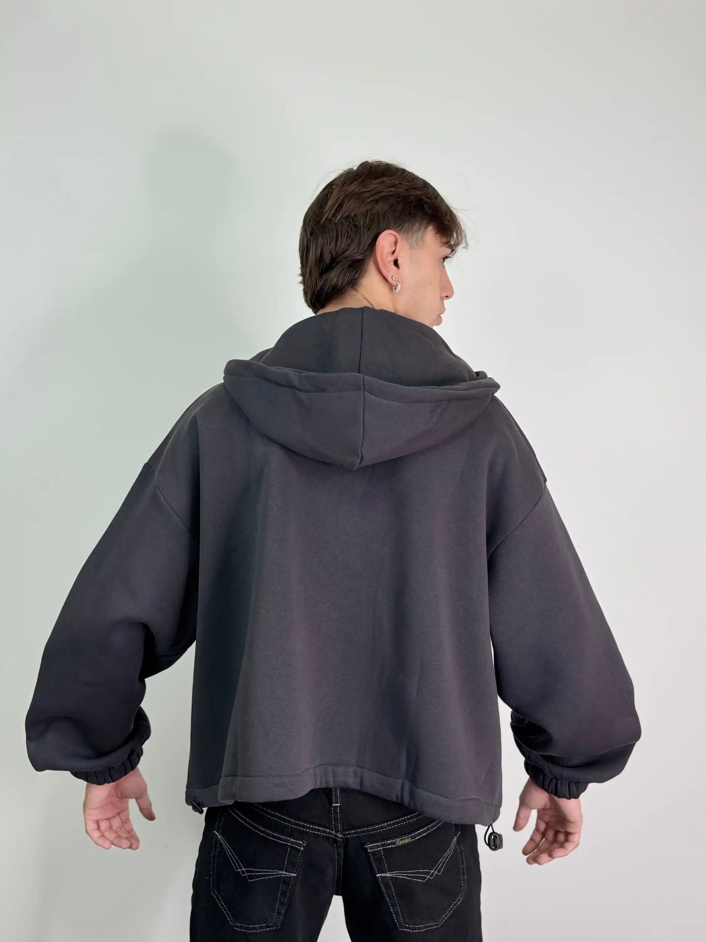 Felpa italiana calda zip boxy fit oversize