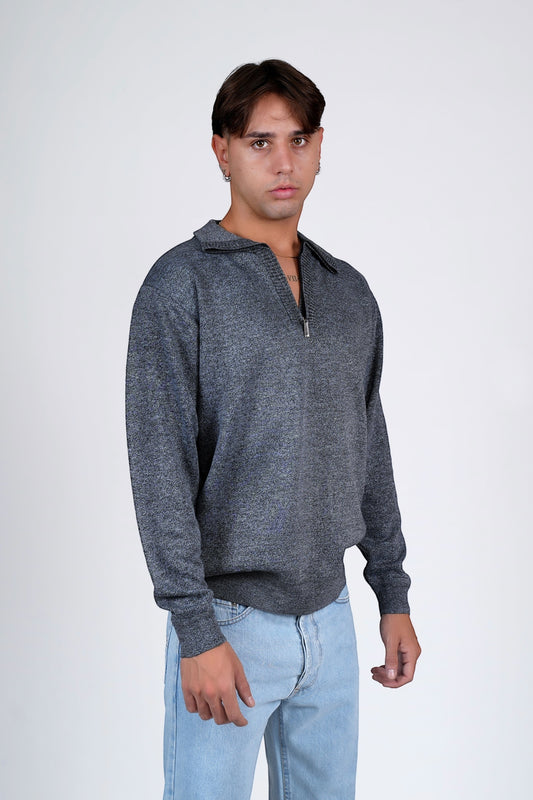Polo mezza zip grigio GILMOUR