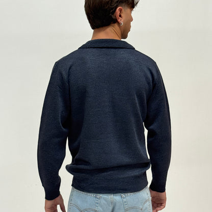 Polo mezza zip blu GILMOUR