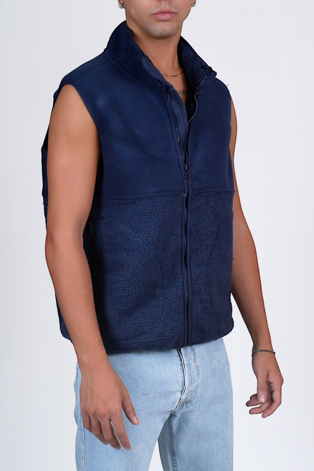 Smanicato in pile cotone caldo con zip