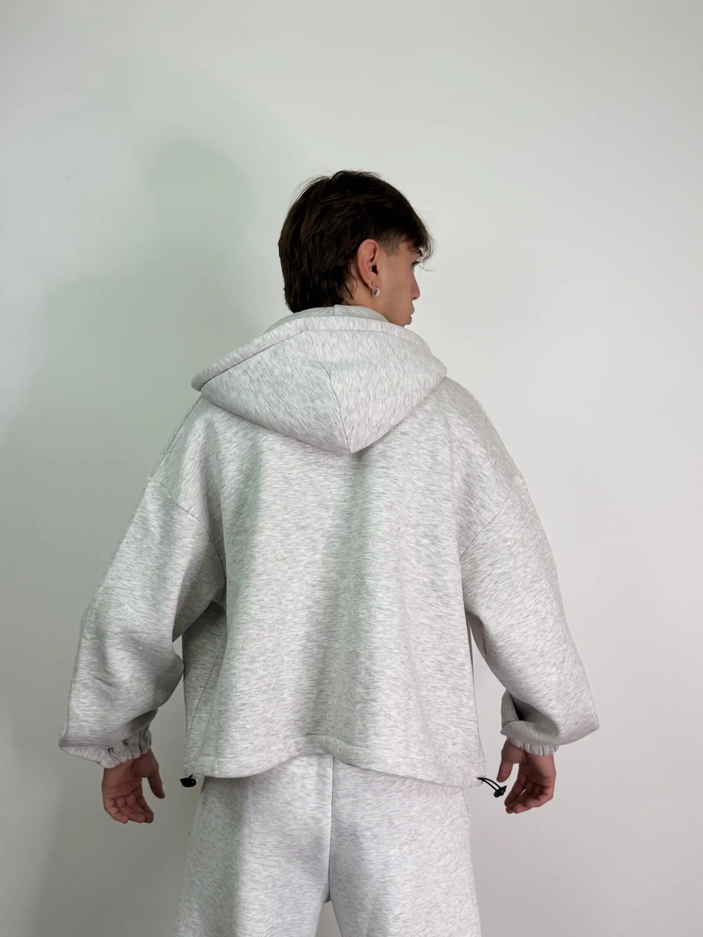 Felpa italiana calda zip boxy fit oversize