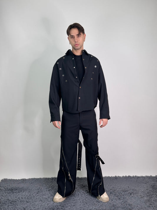 Completo oversize cropped con bottoni