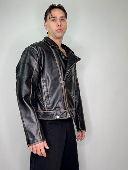 Chiodo ecopelle old baggy nero