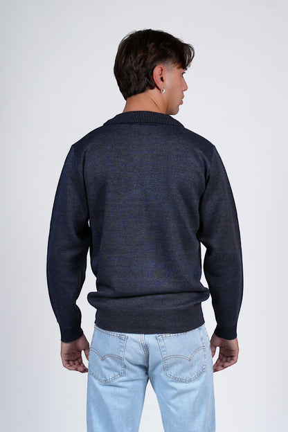 Polo mezza zip blu GILMOUR