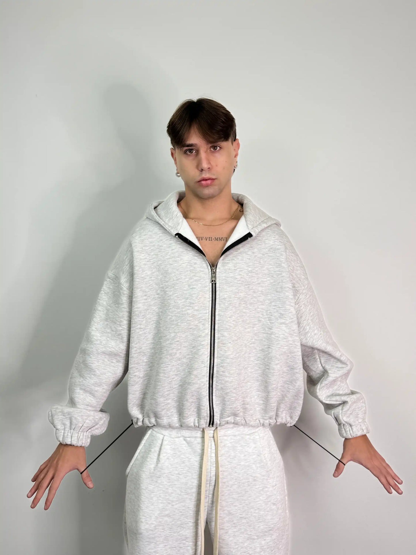 Felpa italiana calda zip boxy fit oversize