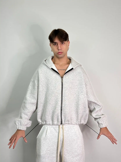 Felpa italiana calda zip boxy fit oversize