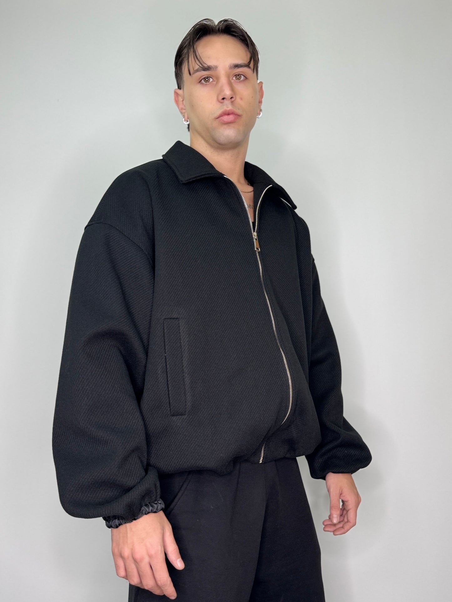 Giacca italiana zip baggy nero