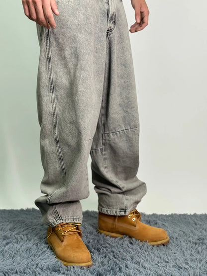 Jeans italiano old cotone baggy oversize grigio