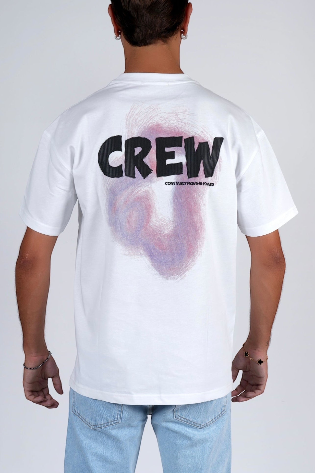 T-shirt cotone stampata e ricamata oversize