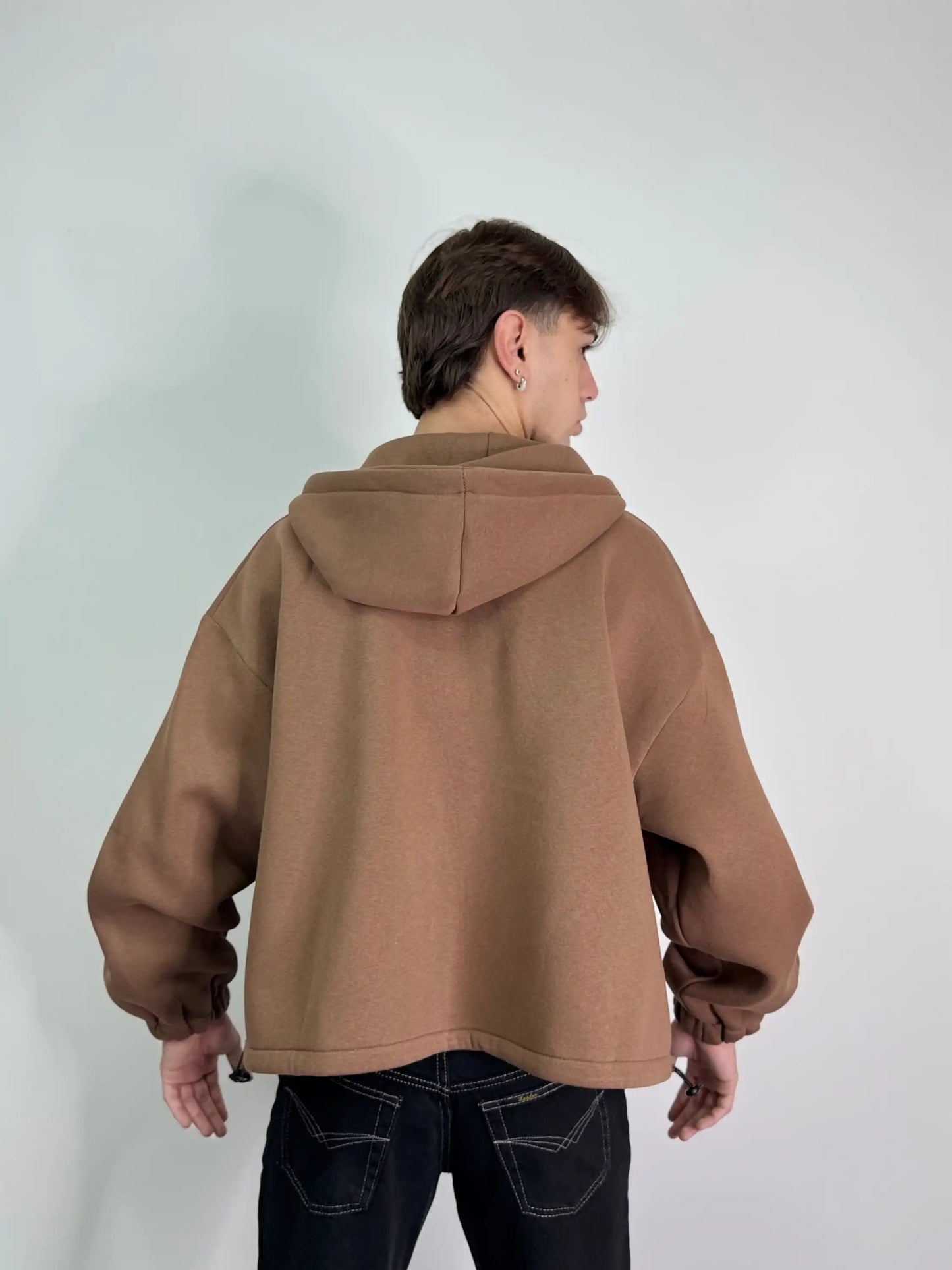 Felpa italiana calda zip boxy fit oversize