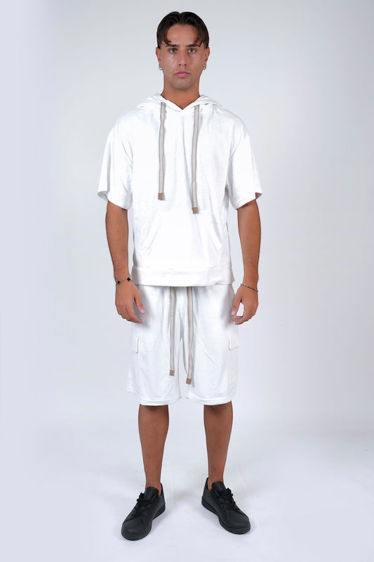 Coordinato oversize corto tasconi Bianco NGIOLETTO