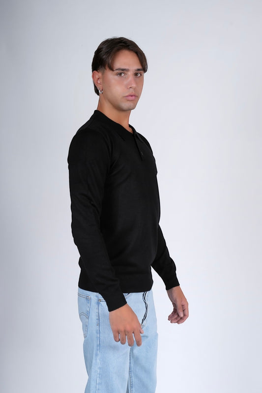 Polo lunga nero YAMAN