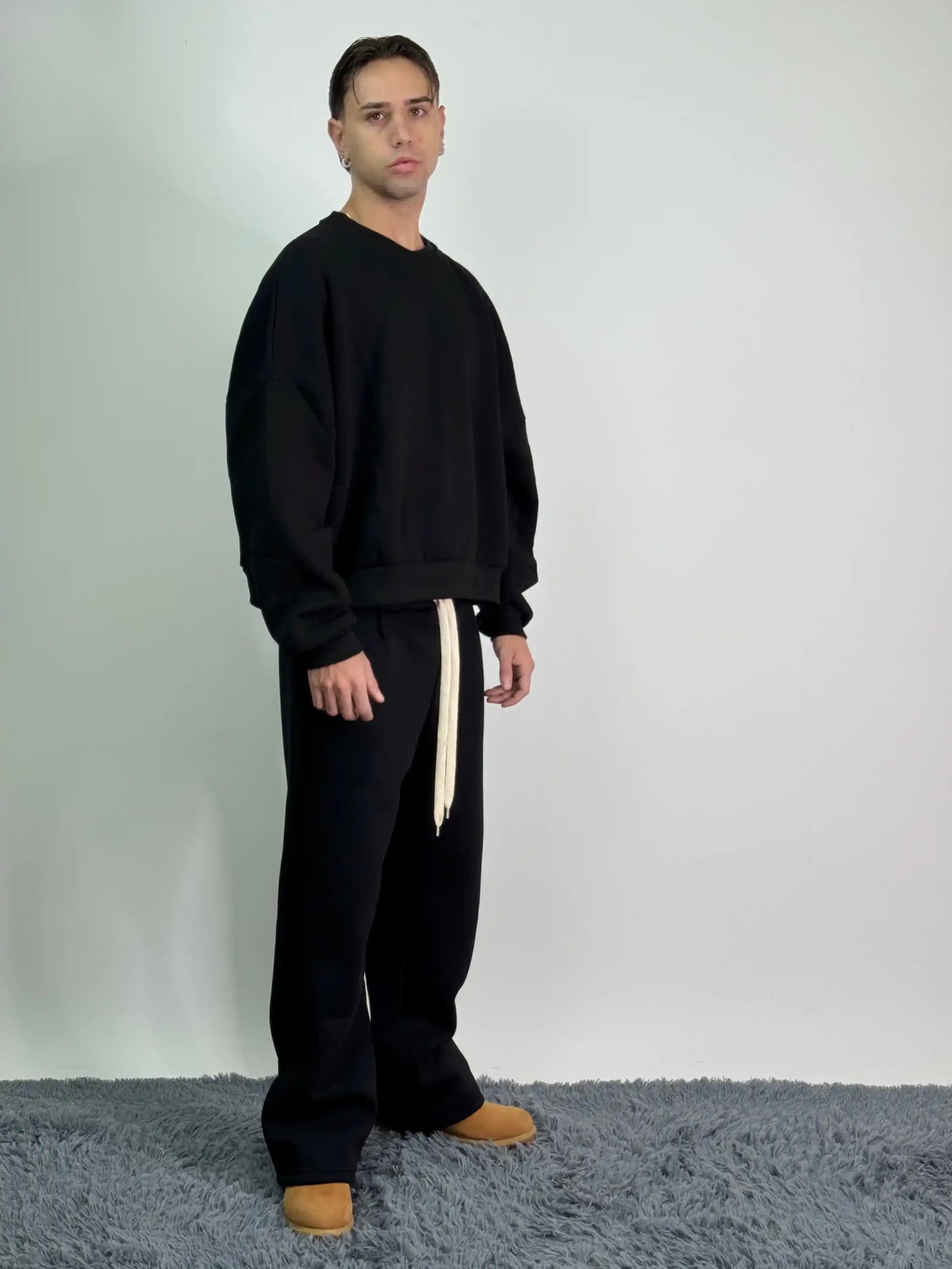 Tuta italiana cotone calda girocollo over baggy