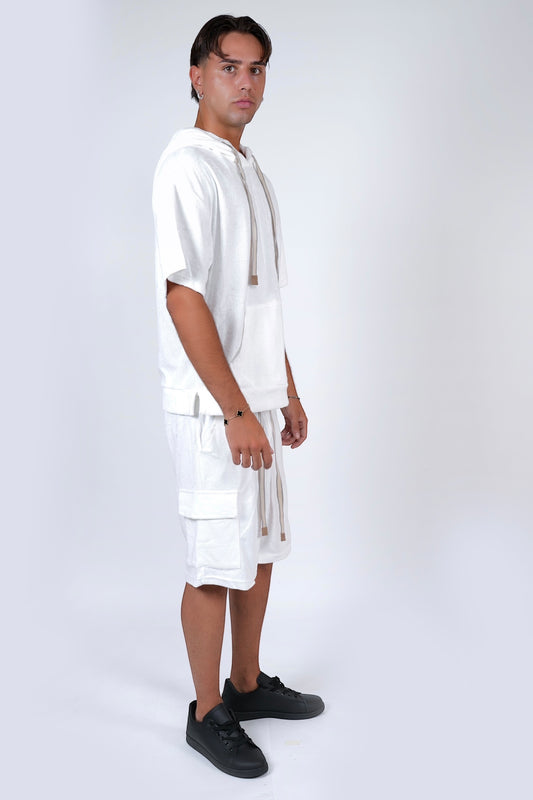 Coordinato oversize corto tasconi Bianco NGIOLETTO