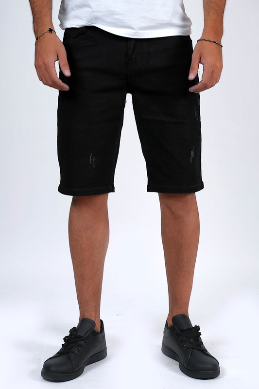 Bermuda jeans nero MICROROTTURE