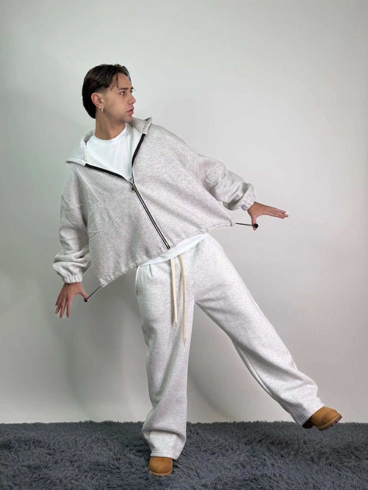 Tuta italiana cotone calda zip oversize baggy