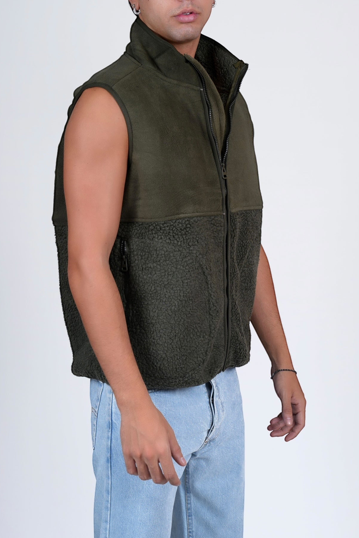 Smanicato in pile cotone caldo con zip