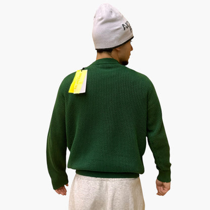 Maglione traforato verde girocollo