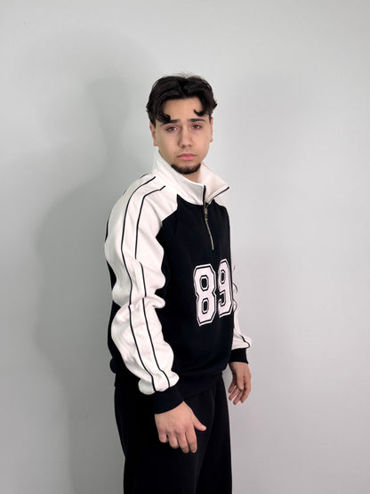 Felpa mezza zip sportiva garzata