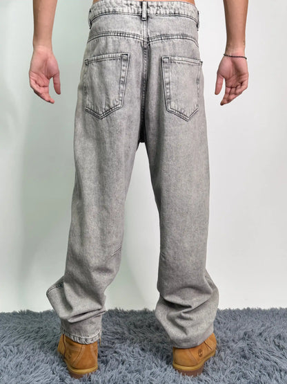 Jeans italiano old cotone baggy oversize grigio