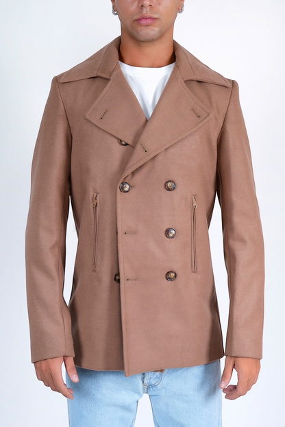 Cappotto cotone caldo italiano doppiopetto cammello